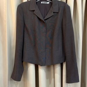 Jil Sander linen/silk Women's Dark Brown Cropped Blazer size 2